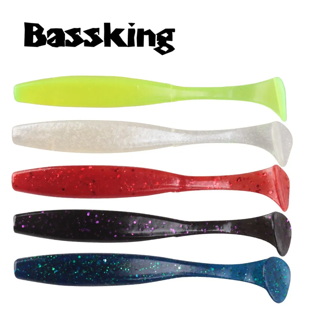 BASSKING 8Pcs 100mm 4.3g Soft Baits Silicone T-tail Artificial Fishing Lure Wobbler Worm for Saltwater/Frshewater Leurre | Спорт и