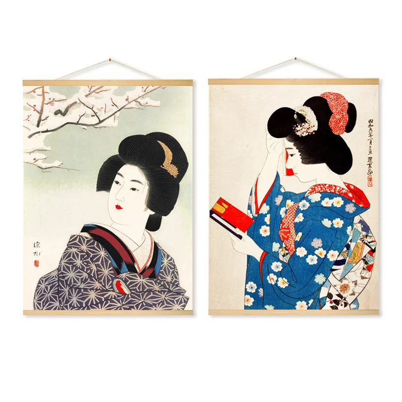Японские Ukiyo-e Ukiyoe деревянные висячие свитки картины на холсте настенные художественные настенные картины для гостиной скандинавские украшения дома