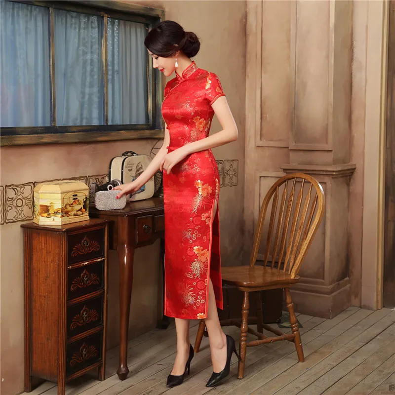 Chinese National Long Cheongsam Vintage Slim Floral Female Handmade Button Women Dress Qipao | Тематическая одежда и
