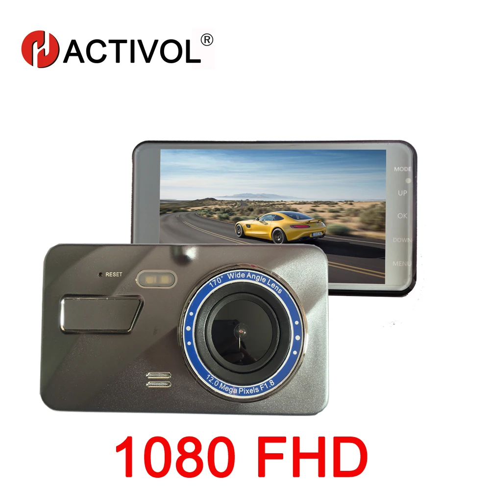 HACTIVOL Full HD 1080FHD Автомобильный видеорегистратор 4 дюйма 2.5D IPS экран Автомобильная камера с двумя объективами видеорегистратор ночное видение ...