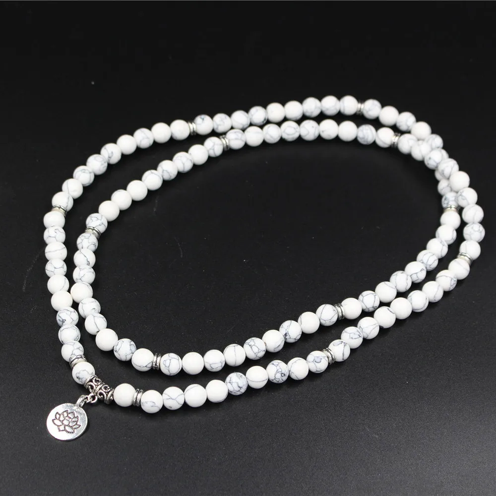 NADEEM Новинка 108 шт. белый браслет с бусинами Howlite Mala ожерелье ручной работы из