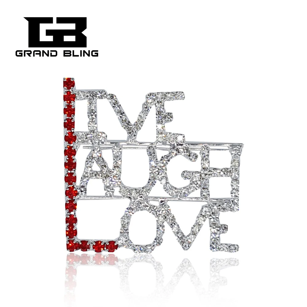 

GRANDBLING Fancy Design of "LIVE LAUGH LOVE" Saying Word Pin Rhinestone Brooch Fashion Dress Coat Accessories