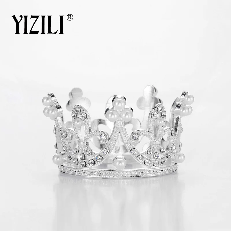Посеребренный YIZILI Новые замечательные маленькие девочки Корона гребешок для волос в виде тиары великолепные хрустальные вечерние мини-Тиара Свадебные аксессуары для волос ювелирные изделия C025 - Окраска металла: Посеребренный