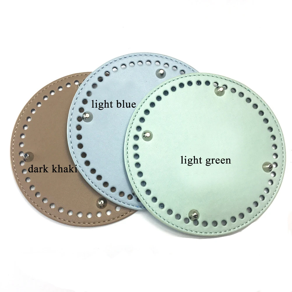 light blue 15*15 см круглое дно для вязания Сумки из искусственной кожи 48 отверстий заклепки женские сумки ручной работы DIY аксессуары для сумок - Цвет: light blue