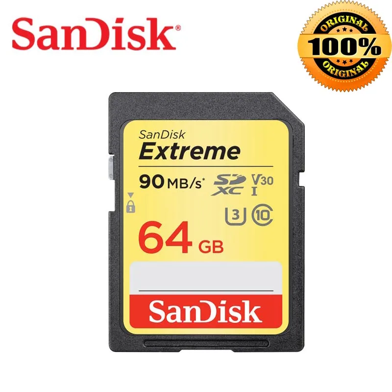 Карта памяти SanDisk Extreme Class10 SD 32 ГБ 90 МБ/с./с карта 64 планировка 4 K UHD C10 U3 V30 150 128