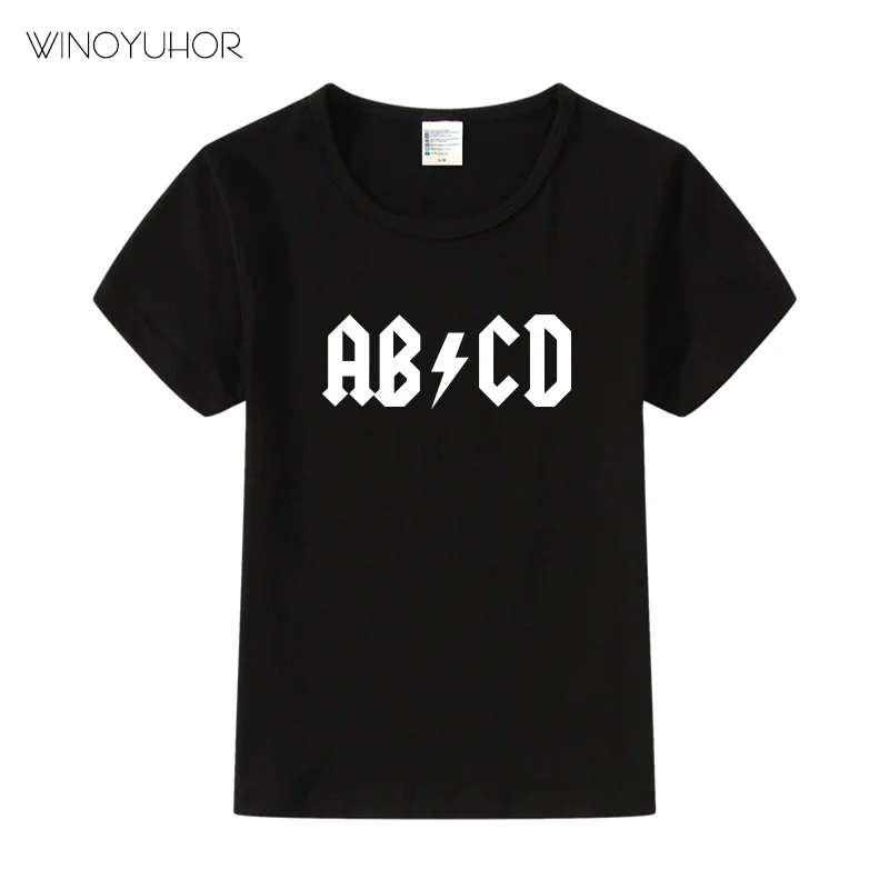 

Детская футболка с буквенным принтом ABCD, футболка для мальчиков и девочек, детская одежда, летние топы с коротким рукавом, футболка, забавная одежда