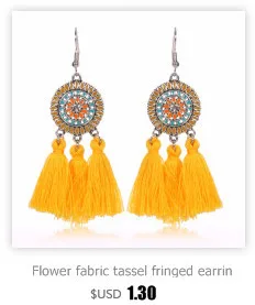 Gold color round sequins boho ethnic tassel drop earrings Women ladies fashion earring bohemia statement vintage wedding