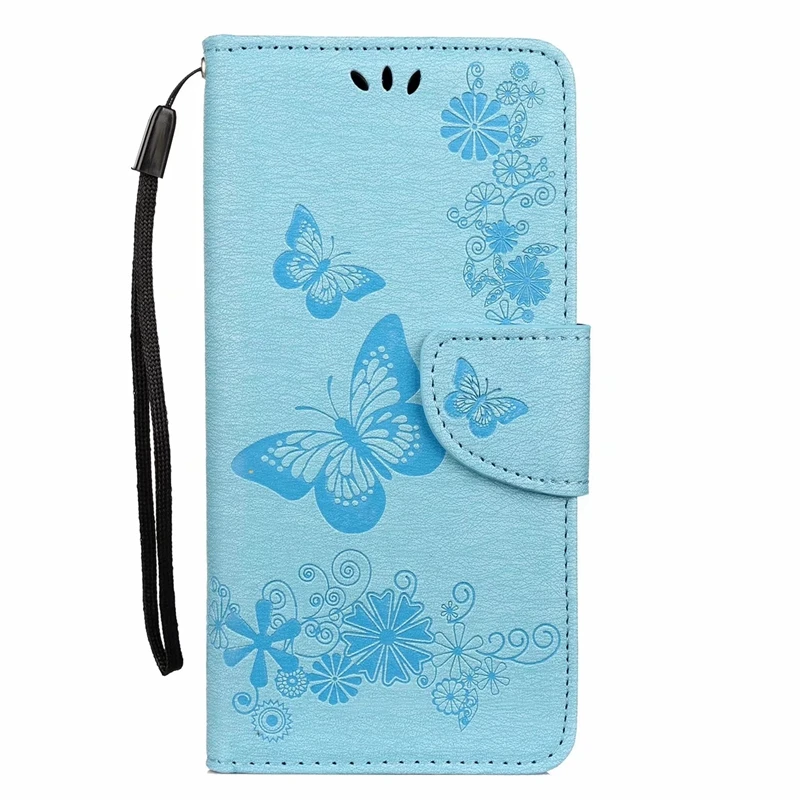 Кожаный чехол кошелек с бабочками для Samsung Note 10 Pro A40 M30 A70 Y5 Y7 Y6 2019 Enjoy 9S P Smart Plus слот