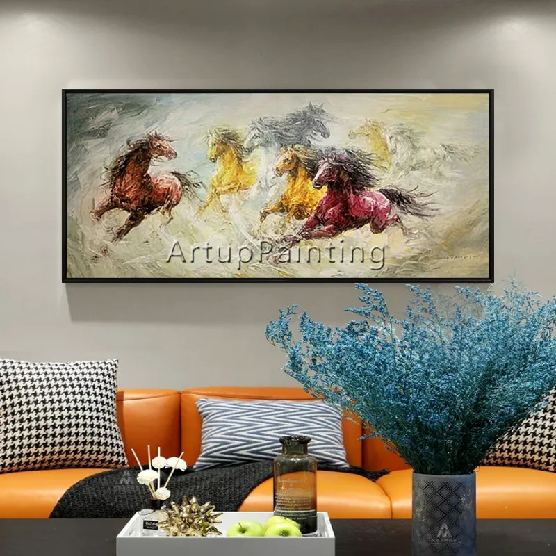 Лошадь абстрактная картина с животным Акриловая caudros decoracion палитра нож стены