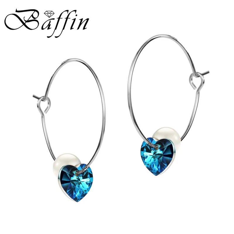 BAFFIN синий кристаллами в виде сердца от SWAROVSKI серьги колец для Для женщин Имитация