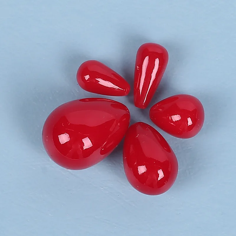 

100pcs 6*10mm Red Water Droplets Shape Imitation Pearls Plastic ABS Pearl Loose Spacer DIY Beads for Jewelry Findings Making