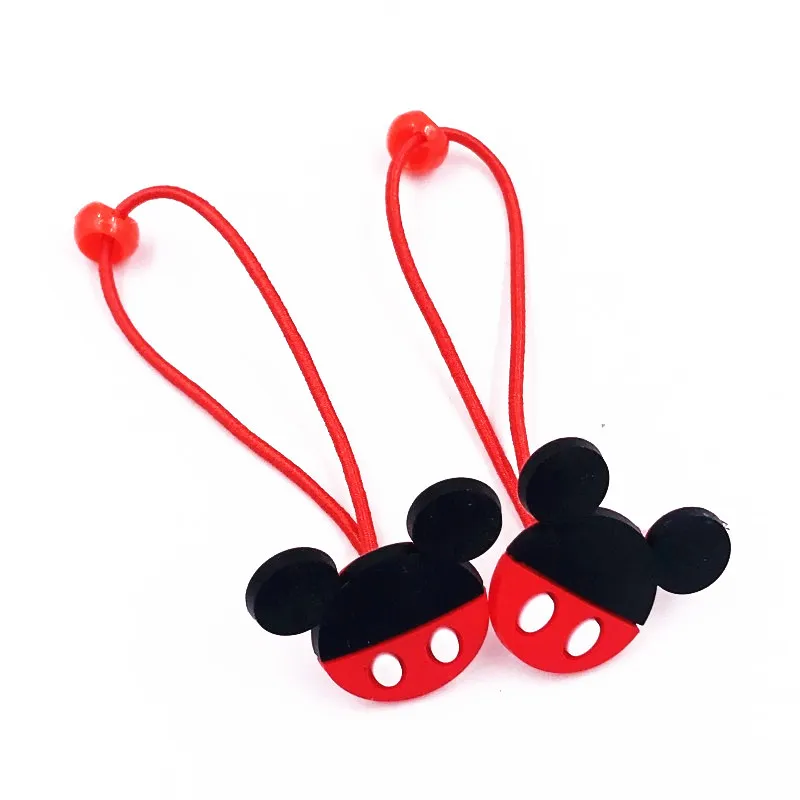 2PCS High Quality Cartoon Princess PVC Soft Fabric Hair Bands For Head Accessories Mickey Kids Rubber Ropes Girls Gifts | Детская одежда