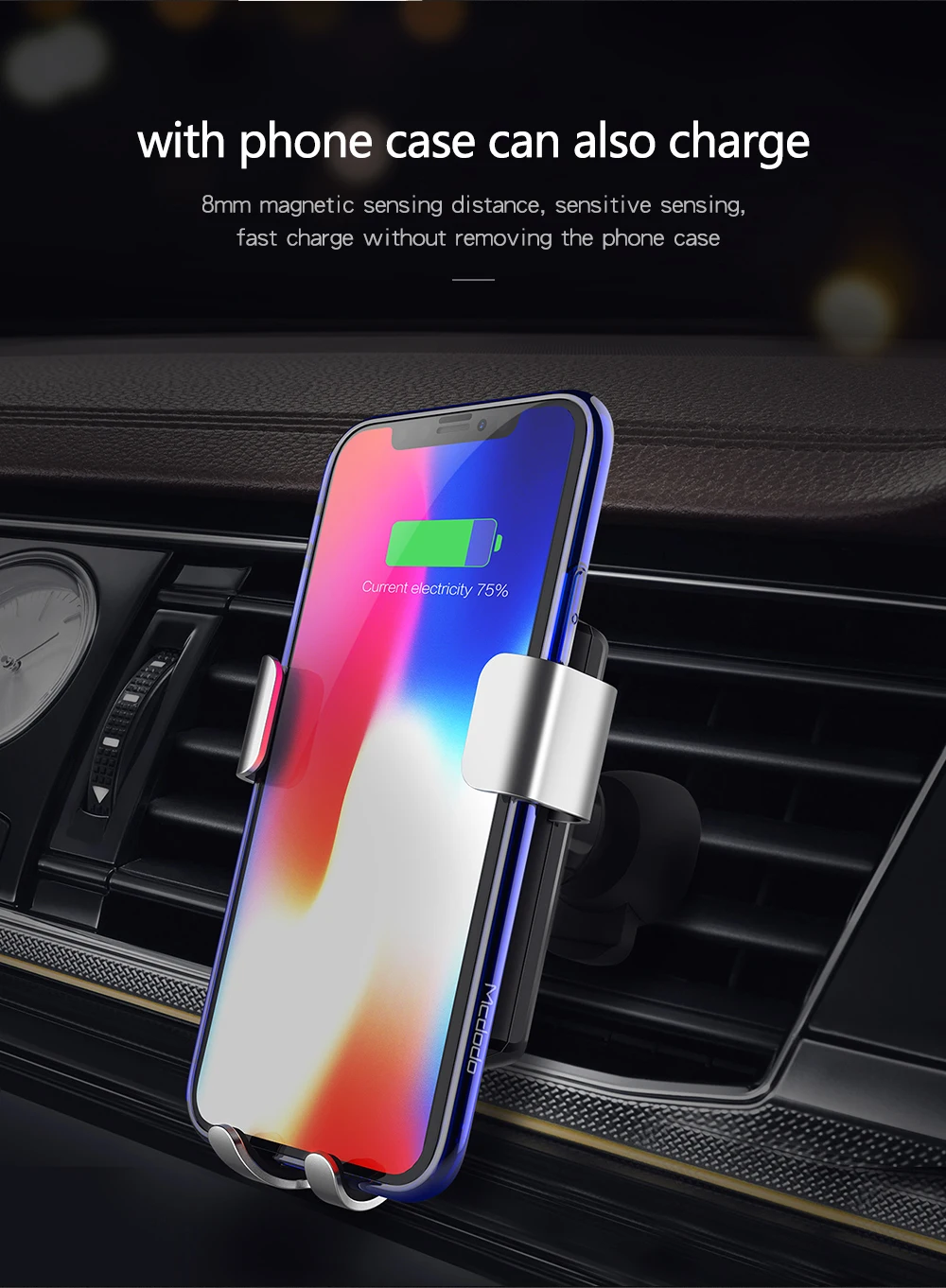 Mcdodo автомобильное беспроводное зарядное устройство Qi для iPhone XS Max держатель 10 Вт быстрая Беспроводная зарядка Вентиляционное крепление для автомобильного телефона зарядное устройство