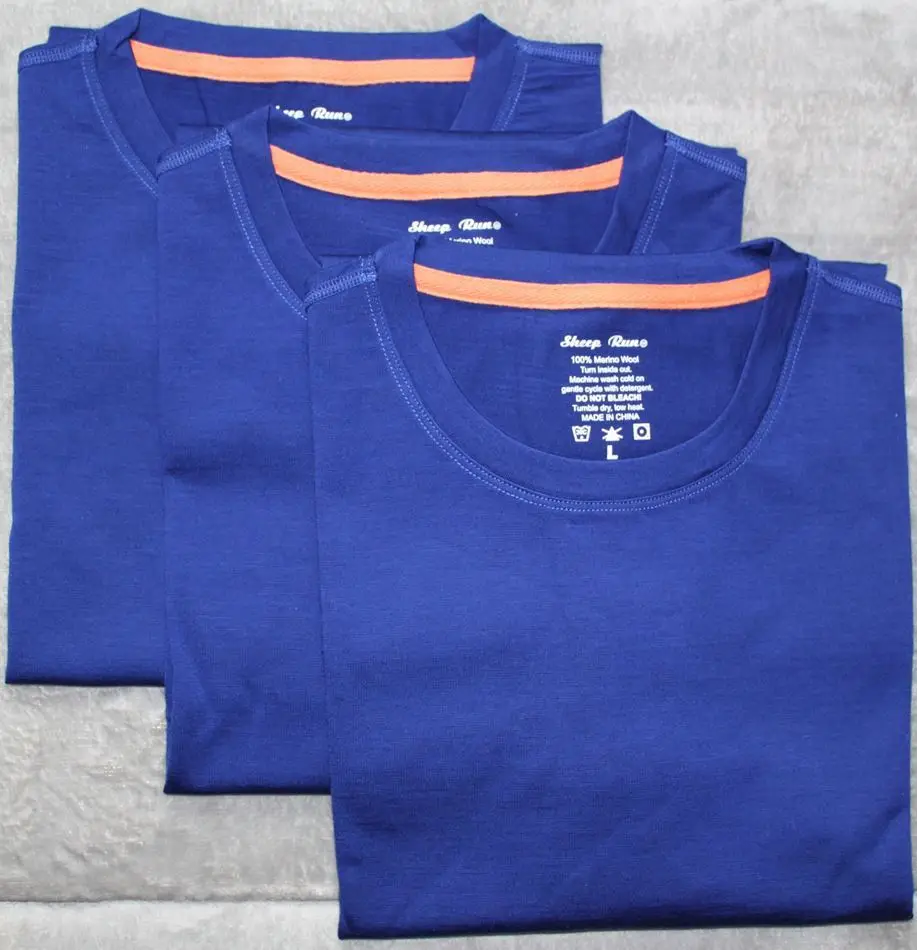 Blue and Orange Контрастная отделка 180-190GSM Весна Лето австралийская мериносовая шерсть Мужская футболка с коротким рукавом, повседневный вкус, американский стиль - Цвет: Blue and Orange