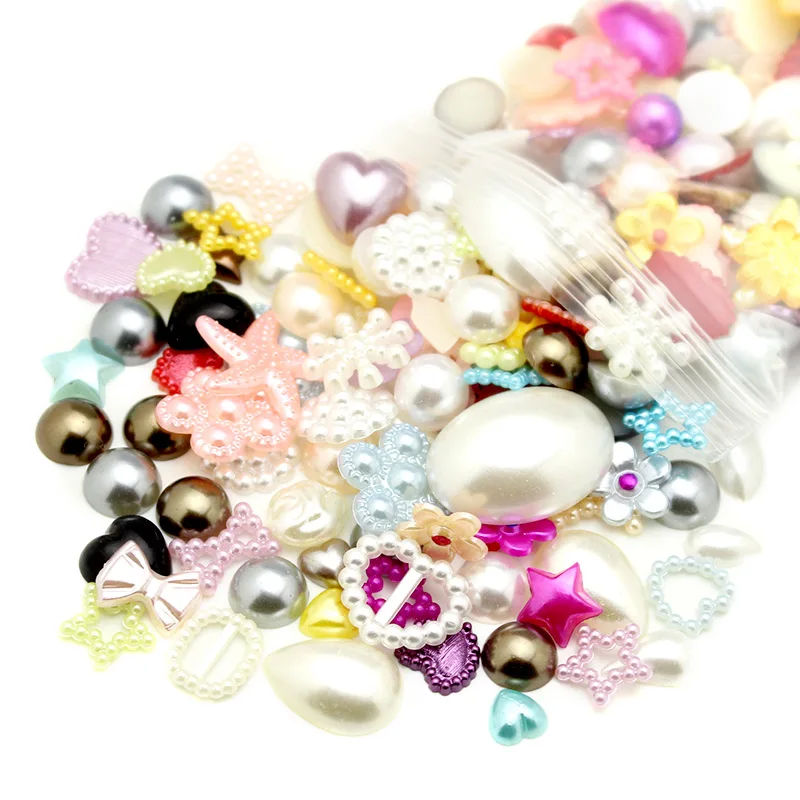

100g/lot 3-12mm Mix Multi Type Imitation Pearls ABS Beads Flatback Jewelry Garment Dolls DIY Scrapbooking Crafts Accessory LX236