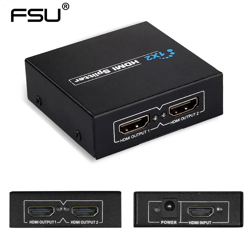 

1 In 2 Out HDMI Splitter Amplifier HDCP 1080P Dual Display For HDTV DVD PS3 Xbox