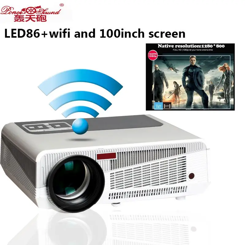 Original Poner Saund Projector Portable LED LCD Home Theater USB/SD/AV/HDMI 5000 Lumens Multimedia factory Beamer/Proyector | Электроника