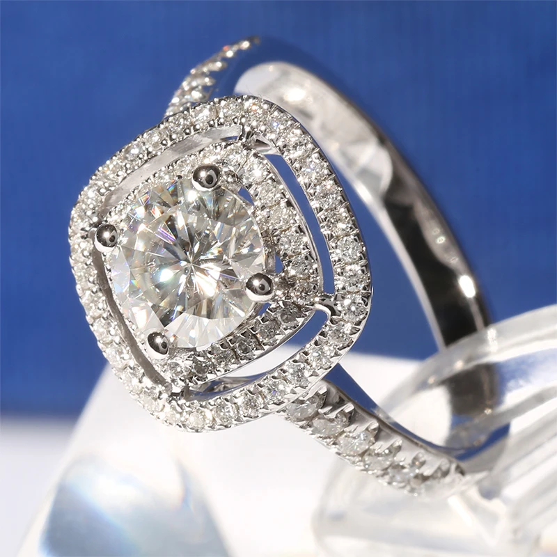 Женское Обручальное Кольцо TransGems Double Halo розовое золото 14 к 585 пробы 1ct | Украшения и