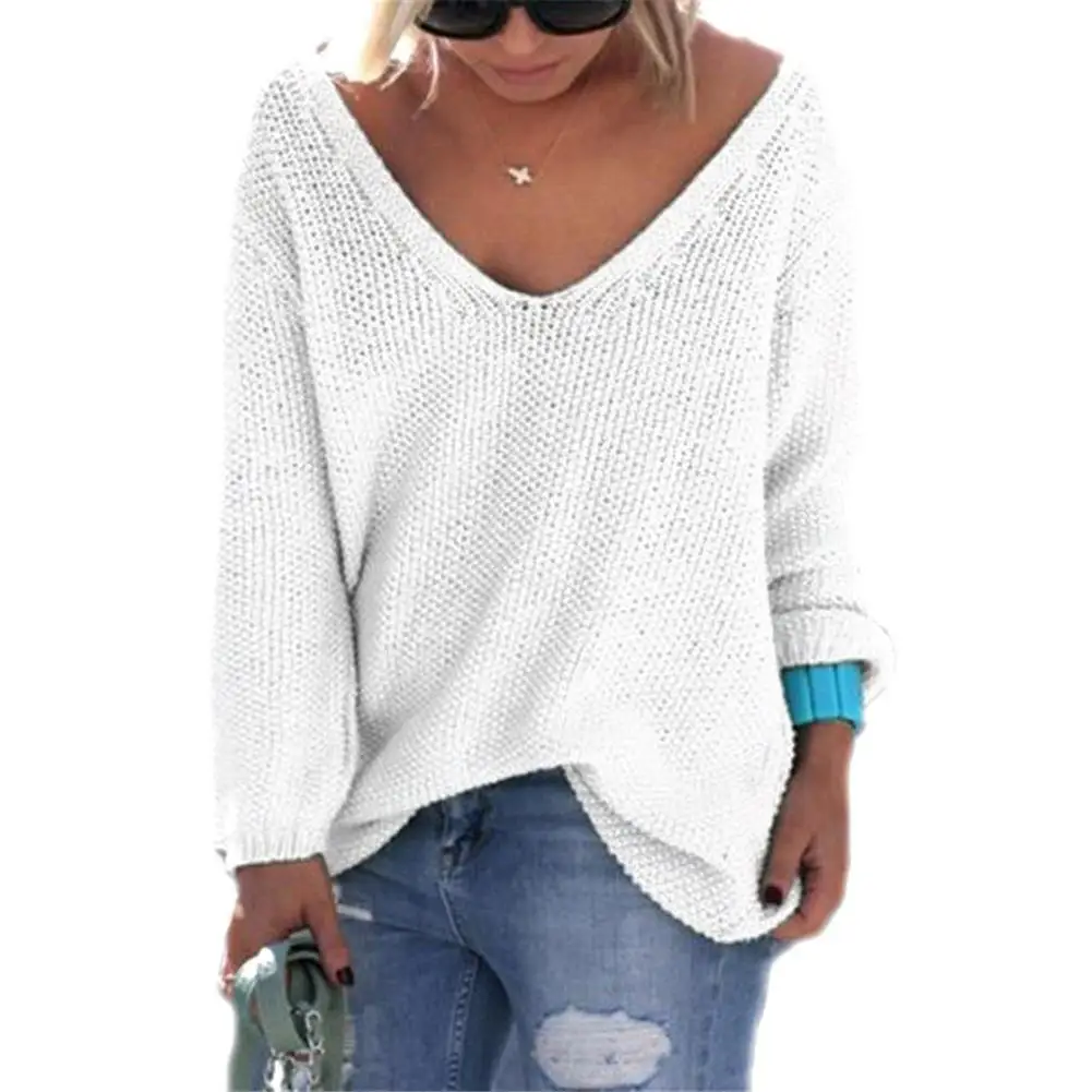 Осень-зима Для женщин свитера и пуловеры корейский стиль v-образным вырезом