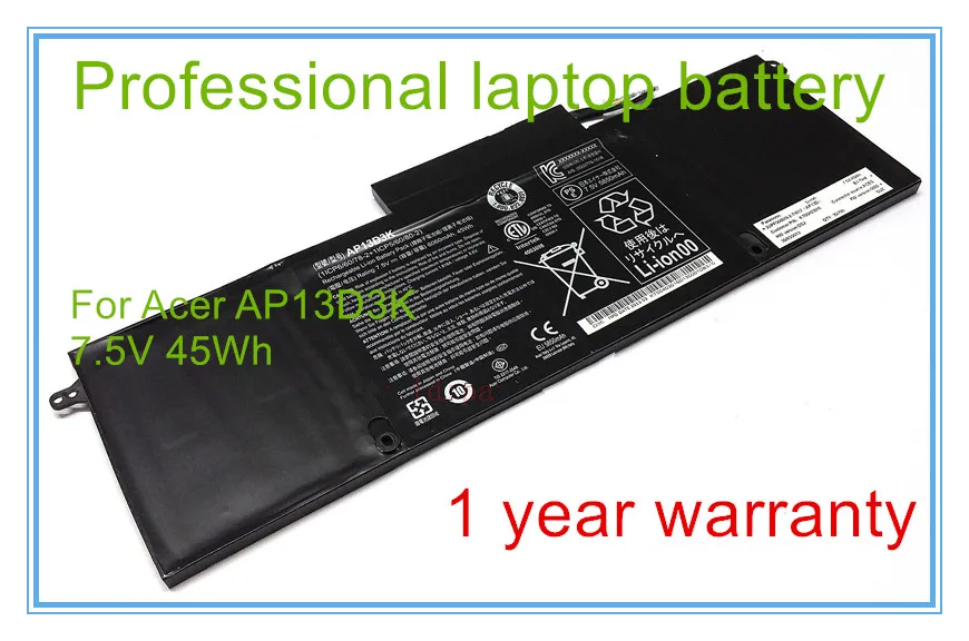 

Original AP13D3K Battery For S3-392G AP13D3K 1ICP6/60/78-2 1ICP5/60/80-2 7.5V 45WH
