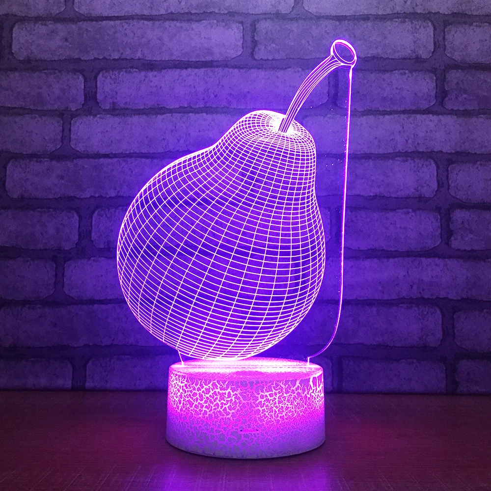 Pears3D ночник креативная Иллюзия 3d лампа светодиодная 7 цветов меняющая Настольная