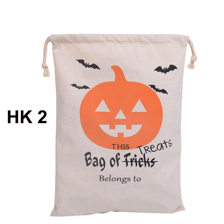 Bolsa de mano de lona de algod&oacute;n para ni&ntilde;os, saco de Halloween, regalos de Halloween, 6 estilos, gran oferta, 30 unids/lote-2