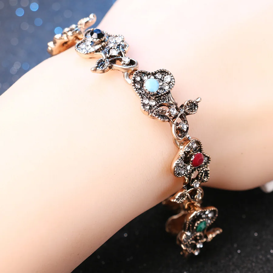 Женский винтажный браслет из смолы и белого кристалла|bracelets for women gold|gold colorwomen bracelet