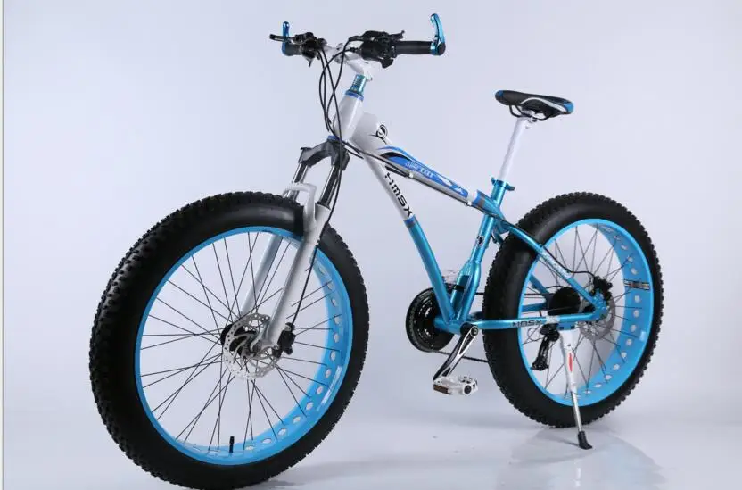 Whiteblue Снежный велосипед MTB 26x1" 7 21 24 27 скорость двойной диск горный Fat велосипедная Подвеска стальная рама 4" Шины алюминиевые колеса 24 кг - Цвет: Whiteblue