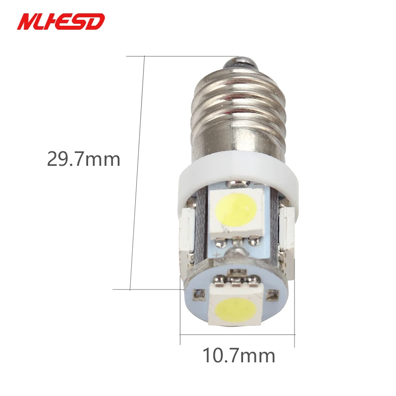 100 шт 6V E10 5050 светодиодный AC/DC 12V 5SMD 5 чистый белый теплый холодный красные синие