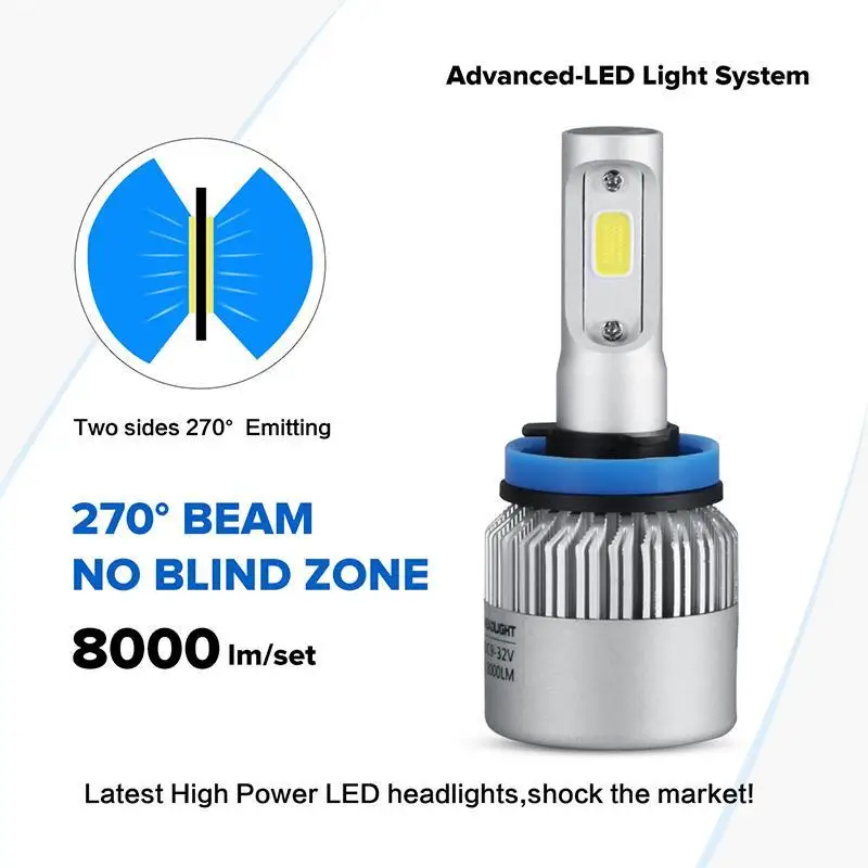 Светодиодные фары Oslamp H11 COB 72 Вт Автомобильные светодиодные лампы 4300 K/6500 K H8/H9