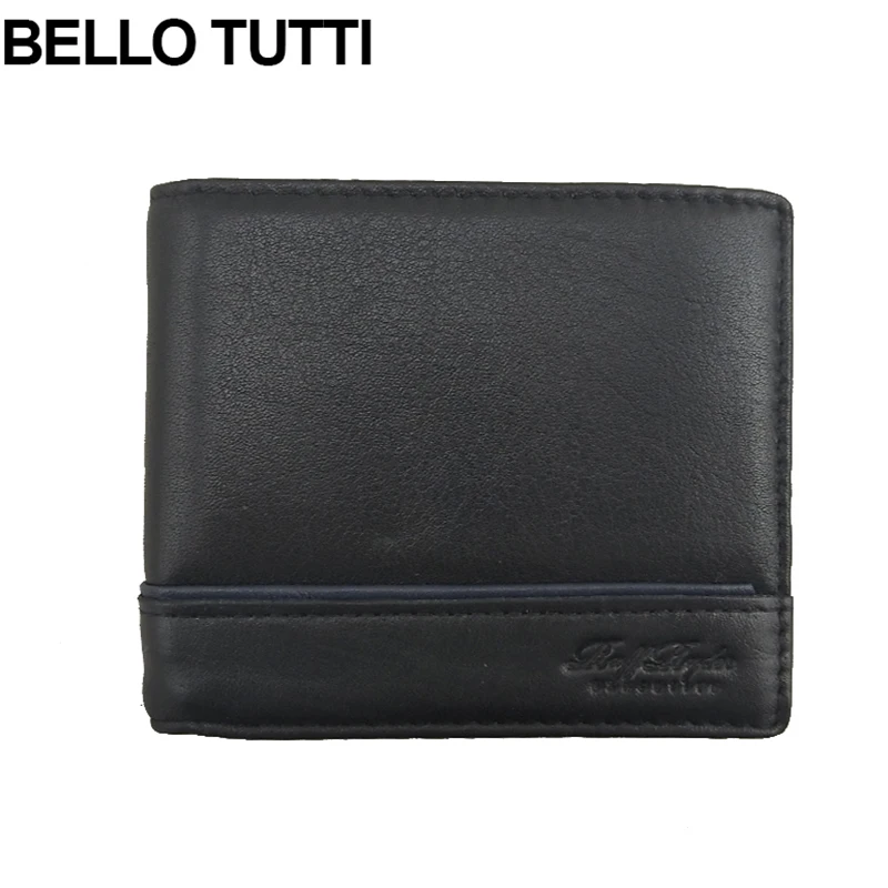 

BELLO TUTTI Men New Genuine Leather Cowhide Short Key Wallet Card&ID Holder Coin Purse Money Clip Male Clutch Bag Change Handbag