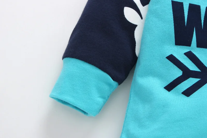 Baby boy girls clothing 3 pieces suit Hello world printed T-shirt + Deer printTrousers+ Hat Children Kids sets | Детская одежда и