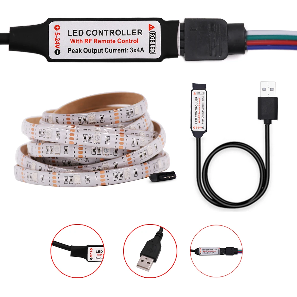 DC 5V USB 5050 RGB светодиодная лента цветной сменный Телевизор Настольный экран