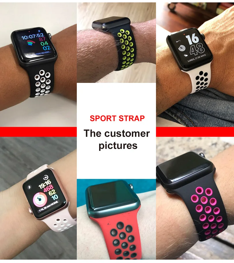Soft Silicone Double Color Sport Strap 42mm/44mm Iwatch Band 38mm/40mm Bracelet Wristband for IWatch Series 4 3 2 1 Accessories | Наручные
