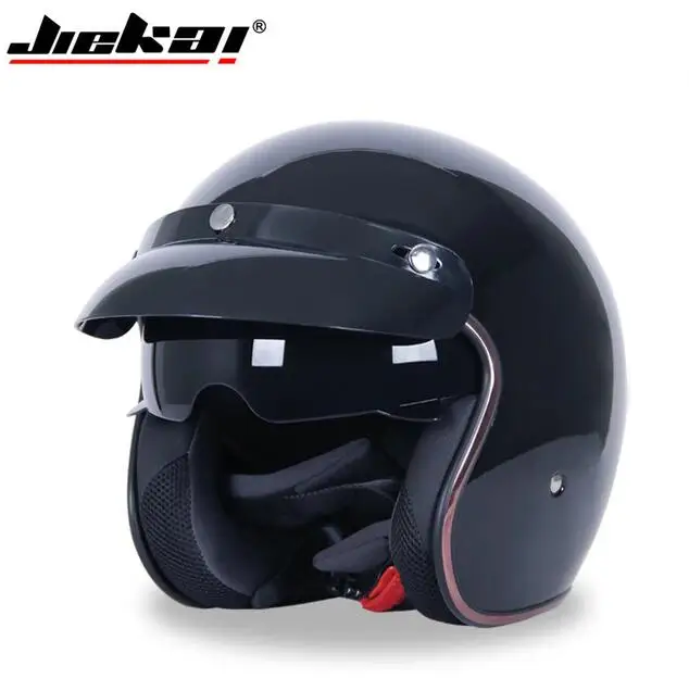 Мотоцикл Jiekai шлем 3/4 с открытым лицом Винтаж Casco Moto Jet скутер для езды на мотоцикле