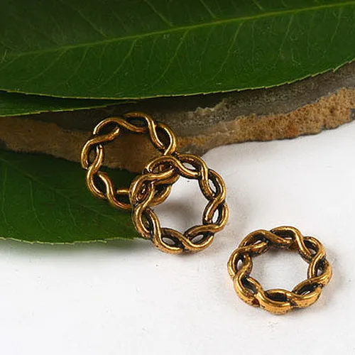 

40pcs dark gold-tone knitted circle frame charms h2334