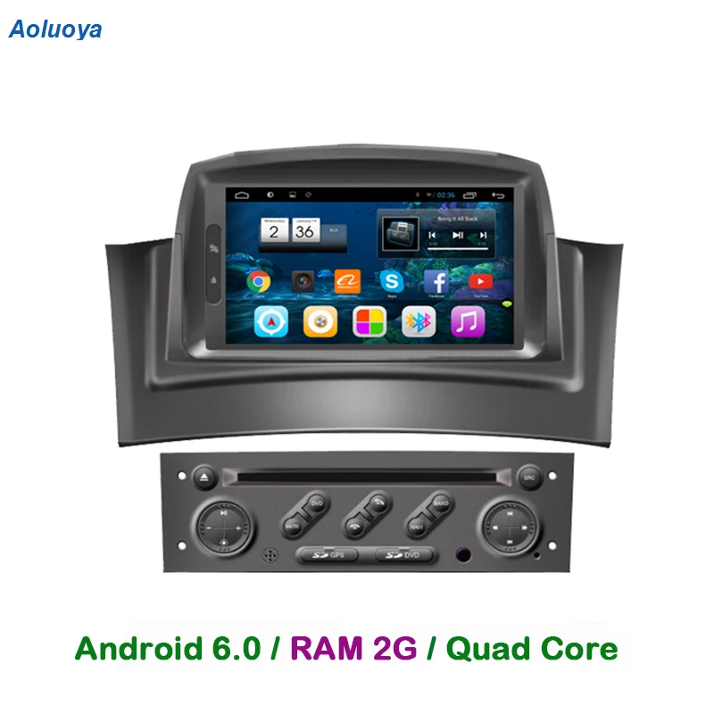 Aoluoya ОЗУ 2 ГБ Автомобильный dvd плеер Android 6 0 для Renault Megane II 2008 аудио радио GPS