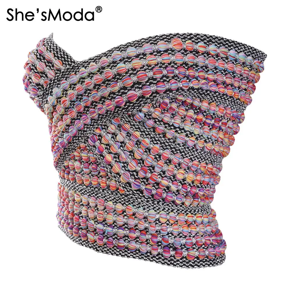Новинка 2019 Женский трикотажный топ She'sModa с разными цветами из спандекса майка