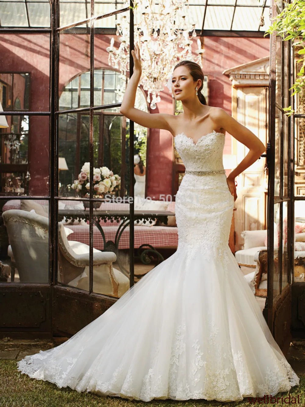 Actual Image Vestido de Novia New Sexy Lace Sweetheart Strapless Mermaid Wedding Dress 2015 Custom Size Any Color | Свадьбы и