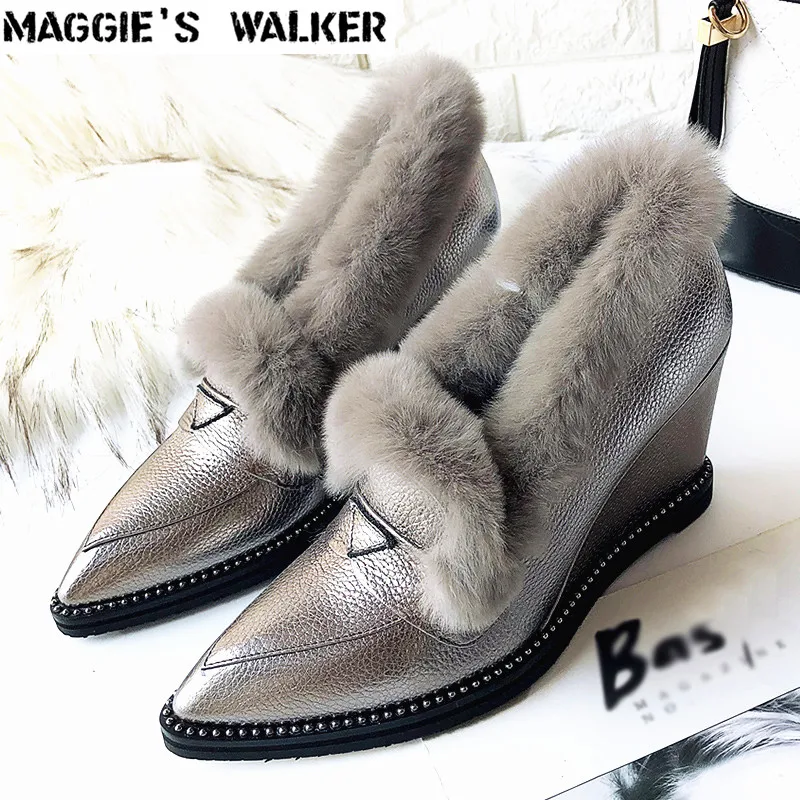 Maggie's Walker/Женская обувь из натуральной кожи с кроличьим мехом Осенняя на
