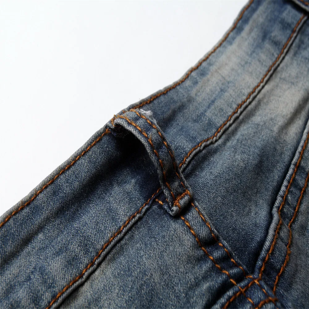 

Mens Ripped Straight Leg Jeans With Holes Thin Skinny Design Slim Fit Destroyed Torn Jean Pants for Men