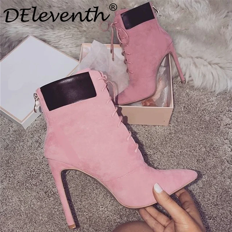 Новая зимняя женская обувь 2018 г. Туфли лодочки с острым носком на высоком каблуке