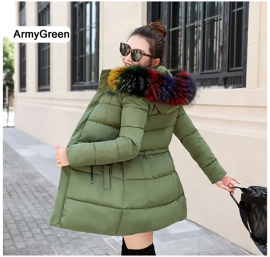 Army Green Зимняя женская куртка, темперамент, Модный Плащ, парка, женский пуховик, зимнее пальто, теплая куртка, Женское пальто, chaqueta mujer - Цвет: Army Green