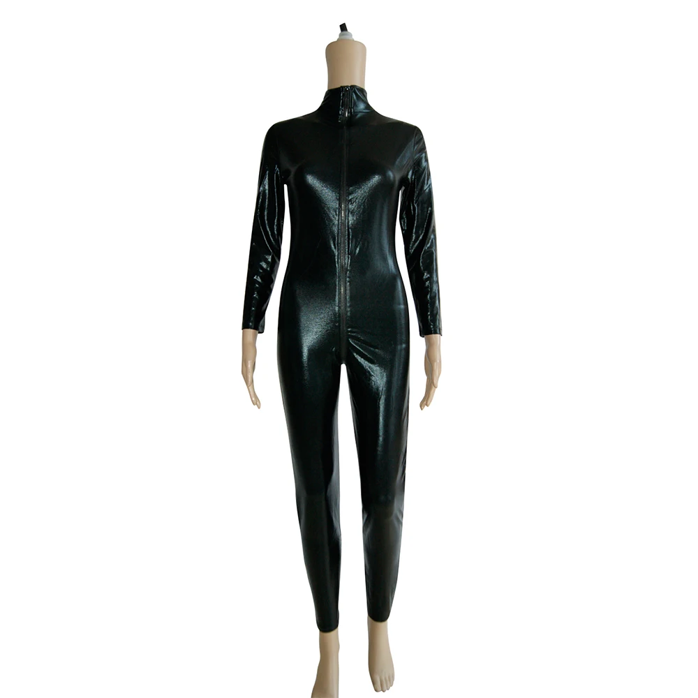 

Sexy PVC Latex Catsuit Women Black Open Bust Wetlook Bodysuit Jumpsuit Exotic Leotard Overalls Night Clubwear Pole Dance Costume