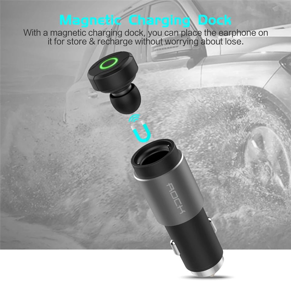 Оригинальный 2 в 1 Автомобильное зарядное устройство Bluetooth наушники аварийный