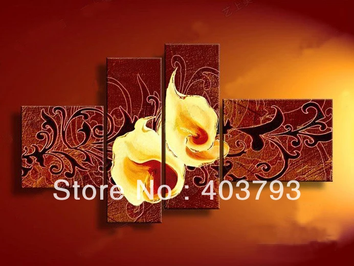 

54 Panel Wall Art abstract flower Oil Painting On Canvas for living room three color can select Free shipping