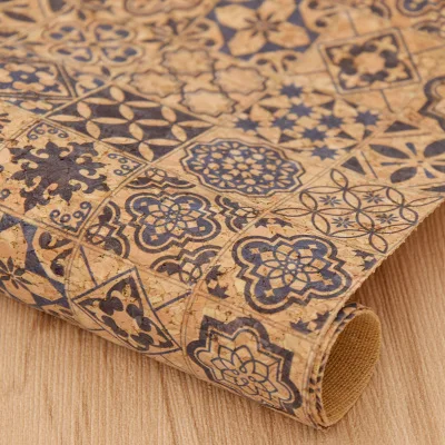 Retro Patchwork A4 Printed Soft Cork Fabric For DIY Garment Bag Needlework Handmade Craft DIY Supplies - Color: 08