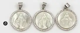 MP113 WKT Блестящий кубический цирконий круглый кулон белый корпус в Девы Марии религиозный стиль ювелирные изделия для женщин изготовление - Окраска металла: A