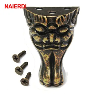 Антикварный латунный сундук для ювелирных изделий NAIERDI, деревянная шкатулка, декоративная защита для ножек, углов для мебели, металлическая фурнитура