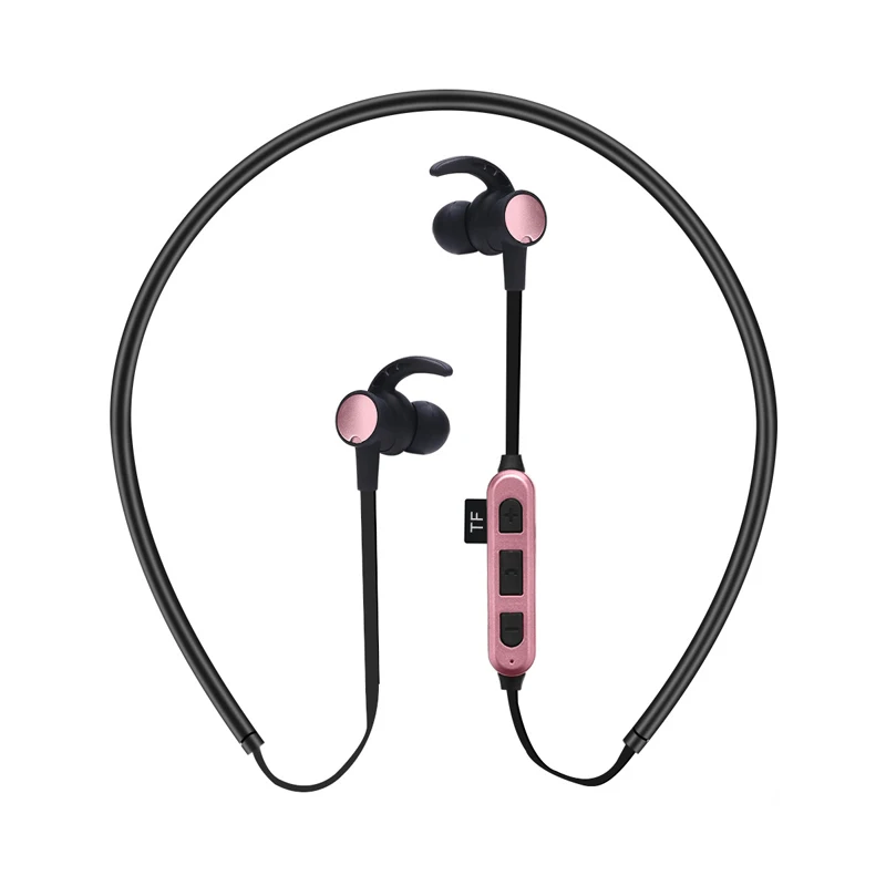 BGreen беспроводные Bluetooth спортивные наушники Bluetooth Спортивная гарнитура с микрофоном Поддержка Micro SD TF карта - Цвет: Pink